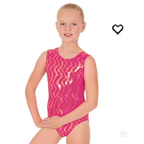 Eurotard Size Large Girls Tank Style STRETCH Leotard NWT Holographic Wave Cherry - Picture 2 of 5